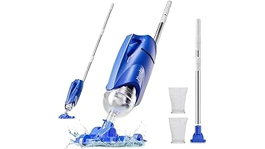 The image shows a powerful pool vacuum cleaner cleaning a Pebble Tec pool, ideal for best-selling lists.