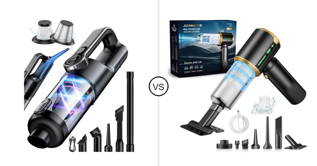 Comparison of FAOGO Cordless Handheld Vacuum Cleaner and JIXINMIYUE Cordless Car Vacuum Cleaner: 7-in-1 &