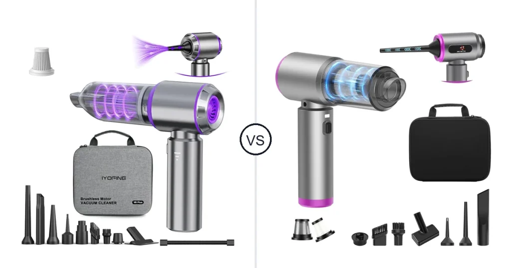 Comparison of IYOFINE Vacuum/Air Duster Super Power Mini Car and ECBELLTX 25000PA