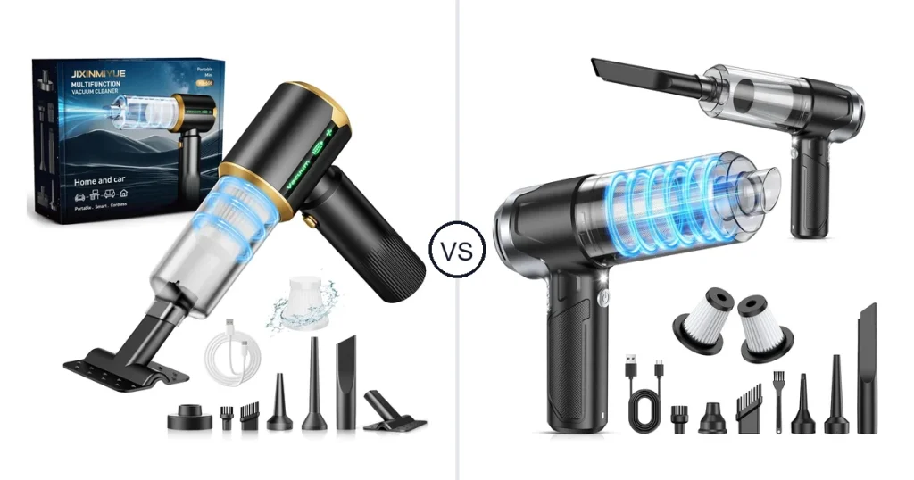 Comparison of JIXINMIYUE Cordless Car Vacuum Cleaner: 7-in-1 & and KMM 10000PA