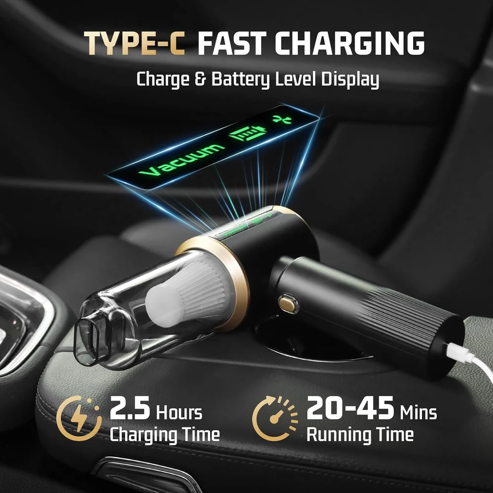 JIXINMIYUE Cordless Car Vacuum Cleaner: 7-in-1 &