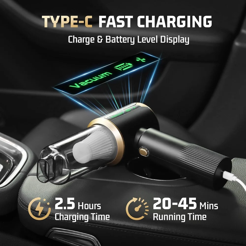 JIXINMIYUE Cordless Car Vacuum Cleaner: 7-in-1 &